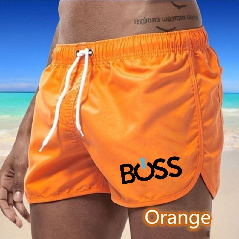 2025 Sommer Neu Herren Schnelltrocknende Badehose Sporthose Bademode Badeshorts Jogginghose Sport Kreativer Buchstabendruck 2XL orange von Joom DACH