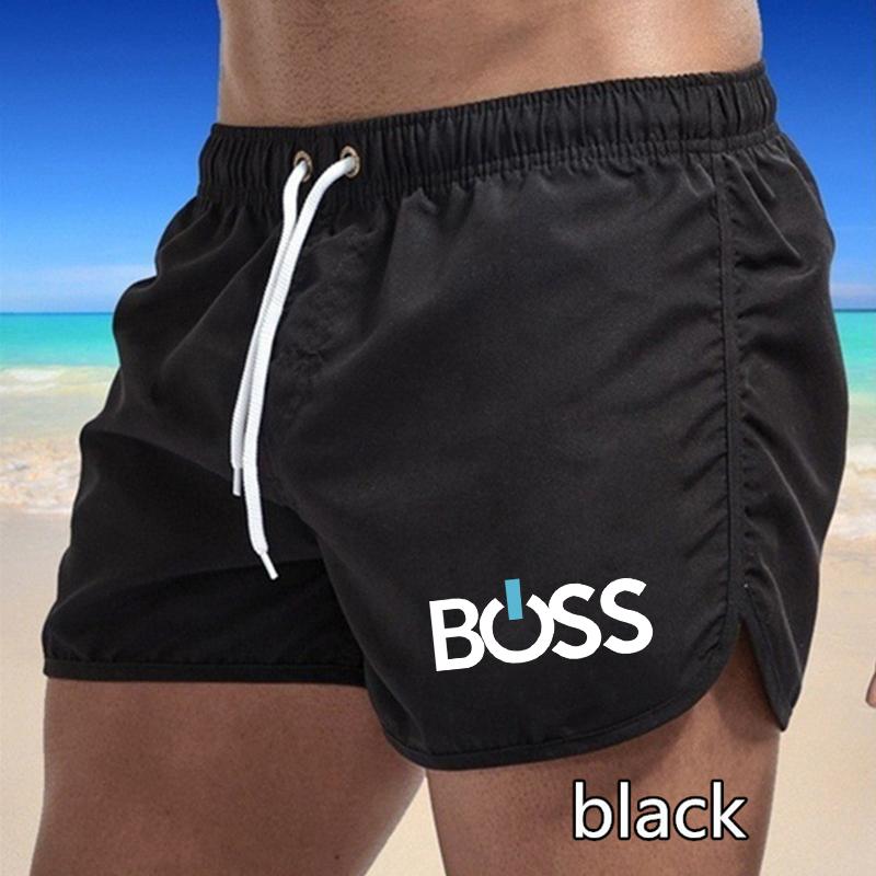 2025 Sommer Neu Herren Schnelltrocknende Badehose Sporthose Bademode Badeshorts Jogginghose Sport Kreativer Buchstabendruck M schwarz von Joom DACH