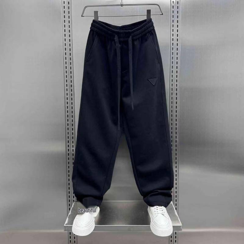 2025 Frühling/Herbst Herren Trendige Koreanische Krummsäbelhose: Lockere Straight-Leg Patchwork Streetwear Sweatpants XL schwarz von Joom DACH