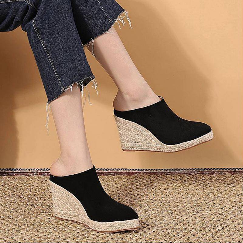 2025 Spring Summer Fashion High Heels Damen Party Schuhe Marke Moderne Elegante Damen Wedges 9cm Damen Pumps Schwarz Plus Größe 42 42 schwarz von Joom DACH