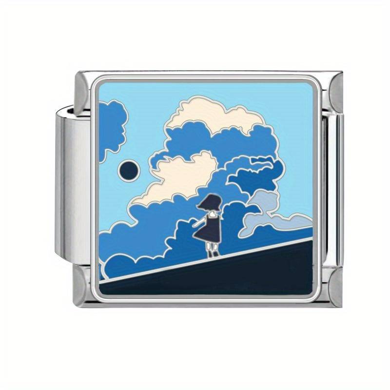 2025 Trendiger Nachthimmel Stern Mond Meer Italienischer Charm Glied Passend 9mm Edelstahl Armband Herstellung DIY Schmuck Perle Für Frauen Männer von Joom DACH