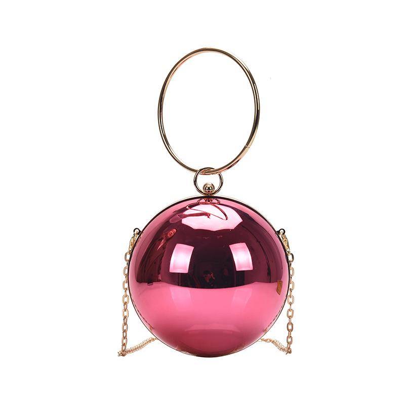2025 Trendy Acryl Ball Abendtasche - Runde Kette Schulter Crossbody für Damen 20*20 cm rose rot von Joom DACH