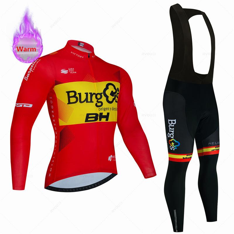 2025 Winter Bike Thermo Fleece Radtrikot Set für Herren, Langarm, Fahrradbekleidung, Trägerhose m von Joom DACH