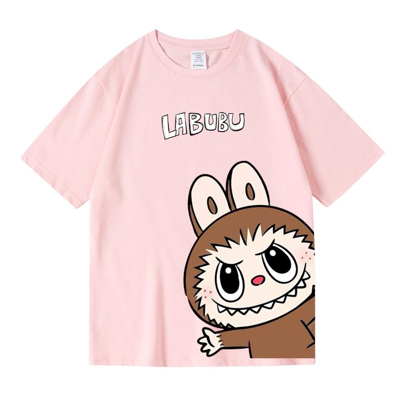 2025 die meistverkauften Labubu Kinder Print T-Shirts Sommer Kurzarm T-Shirt Schlicht Locker und Modisch Jungen Mädchen T-Shirt 160 von Joom DACH