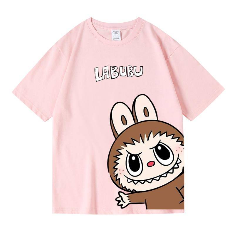 2025 die meistverkauften Labubu Kinder Print T-Shirts Sommer Kurzarm T-Shirt Schlicht Locker und Modisch Jungen Mädchen T-Shirt 160 von Joom DACH