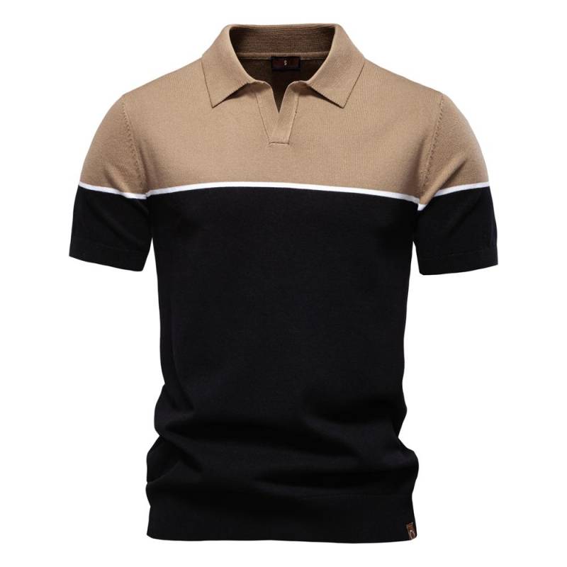 2025 männer V Neck Polo Shirt Business Casual Sommer Comfort Fit Gestrickte Pullover Polo Männer EUR XL 85-95kg apricot von Joom DACH