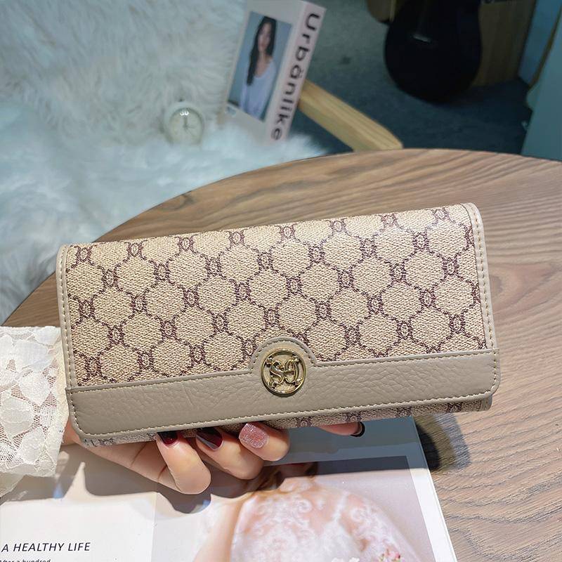 2025 neue Echt Leder Frauen Geldbörsen Marke Designer Rindsleder Lange Brieftasche Mode Geldbörse Triumphbogen Weibliche Brieftasche Kupplung grau von Joom DACH