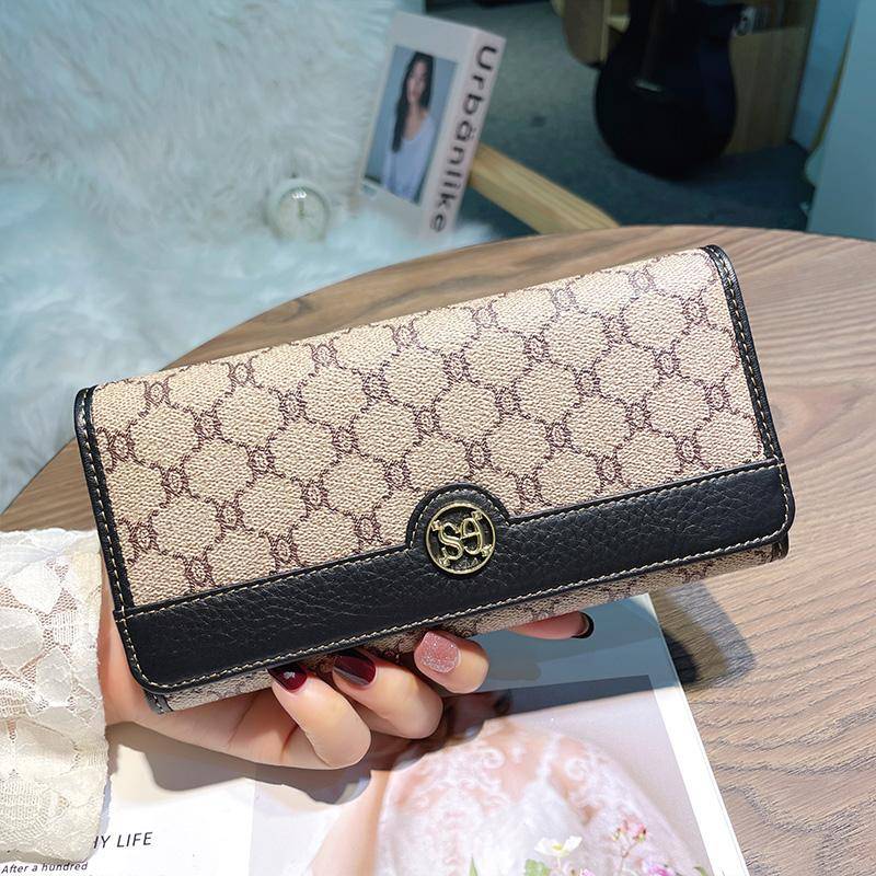 2025 neue Echt Leder Frauen Geldbörsen Marke Designer Rindsleder Lange Brieftasche Mode Geldbörse Triumphbogen Weibliche Brieftasche Kupplung schwarz von Joom DACH