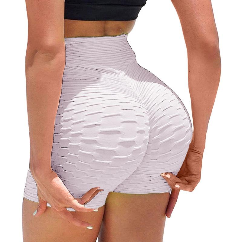 2025 neue Mode Hohe Taille Shorts Hip Lift Engen Yoga Hosen Frauen Kurze Lauf Sport Fitness Leggings Shorts Hot Pants S weiß von Joom DACH