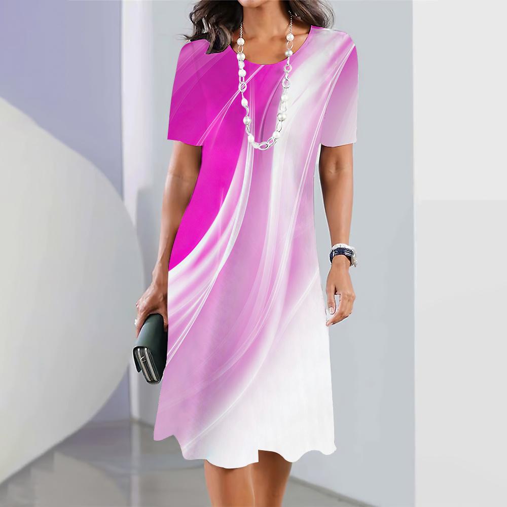 2025 neue frauen Kleider Gestreiften Gedruckt Sommer Elegante Kleid Feamle Kurzarm Kleider Mode Übergroße Kleidung 4XL von Joom DACH