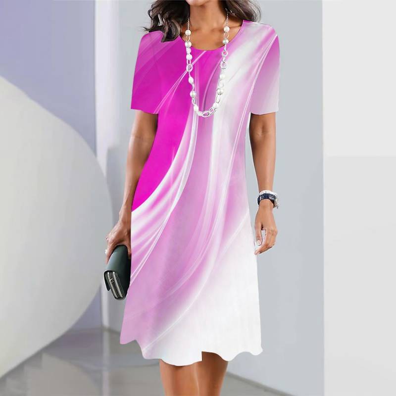 2025 neue frauen Kleider Gestreiften Gedruckt Sommer Elegante Kleid Feamle Kurzarm Kleider Mode Übergroße Kleidung 4XL von Joom DACH