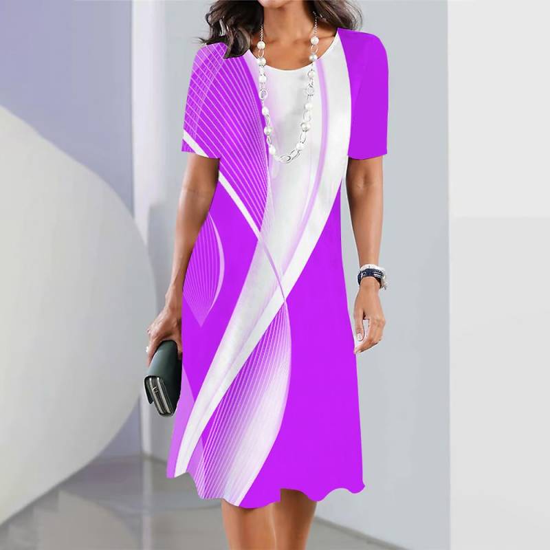 2025 neue frauen Kleider Gestreiften Gedruckt Sommer Elegante Kleid Feamle Kurzarm Kleider Mode Übergroße Kleidung 6XL von Joom DACH