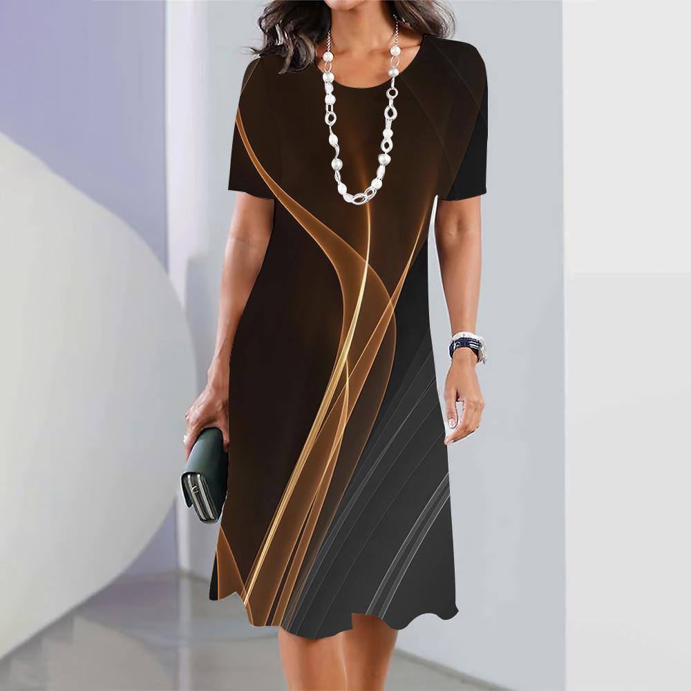 2025 neue frauen Kleider Gestreiften Gedruckt Sommer Elegante Kleid Feamle Kurzarm Kleider Mode Übergroße Kleidung 6XL von Joom DACH