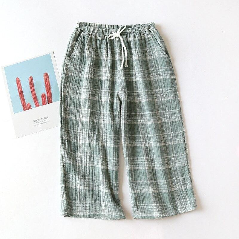 2025 sommer Paar 100% Baumwolle Crepe Tuch Shorts Multicolor Große Größe Lose Plaid Hause Hosen Cropped Hosen Damen Böden XXL von Joom DACH