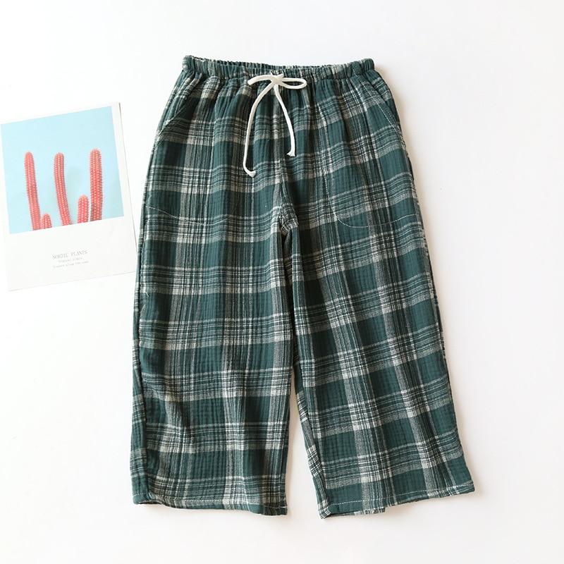 2025 sommer Paar 100% Baumwolle Crepe Tuch Shorts Multicolor Große Größe Lose Plaid männer Hause Hosen Cropped Hosen Männlichen Böden L von Joom DACH
