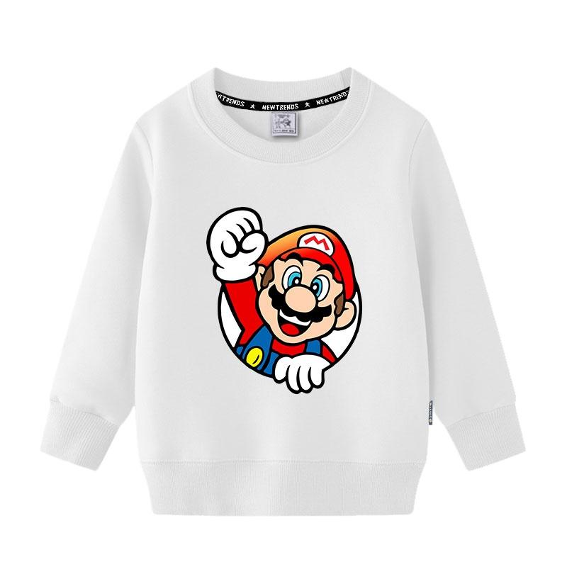 2025MINISO Neuer Stil Super Mario Cartoon Spiel Peripherie Kinder Hoodies Frühling und Herbst Jungen und Mädchen Rundhals Pullover 120 beige von Joom DACH