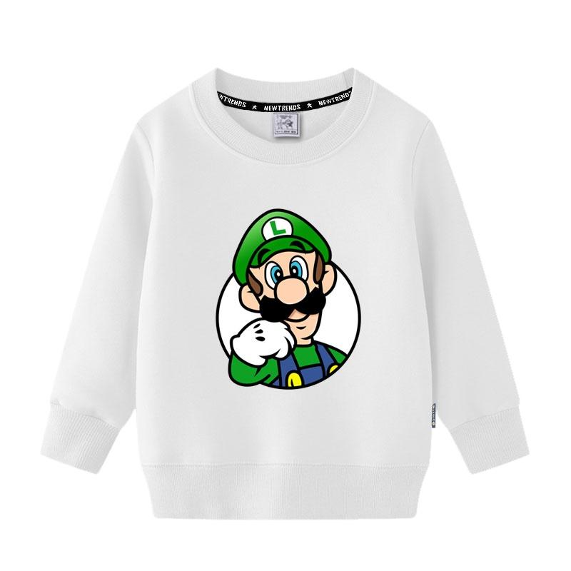 2025MINISO Neuer Stil Super Mario Cartoon Spiel Peripherie Kinder Hoodies Frühling und Herbst Jungen und Mädchen Rundhals Pullover 120 schwarz von Joom DACH