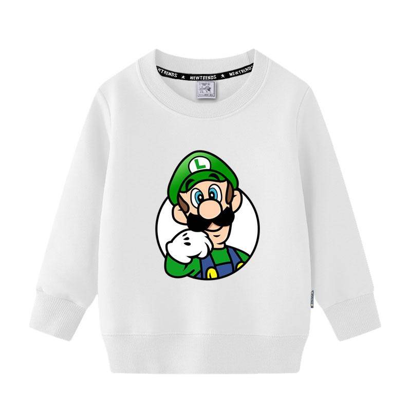 2025MINISO Neuer Stil Super Mario Cartoon Spiel Peripherie Kinder Hoodies Frühling und Herbst Jungen und Mädchen Rundhals Pullover 120 schwarz von Joom DACH