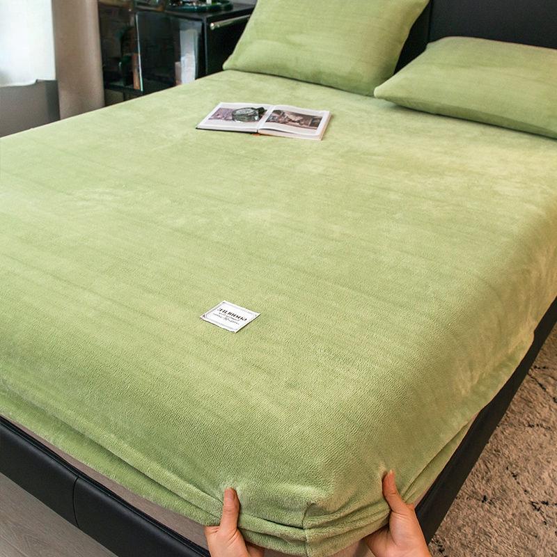 2026 Heiß Plüsch Warm Spannbettlaken Tagesdecke Flanell Verdicken Bettmatratzenbezug Bettschutzlaken Ohne Kissenbezug 180x200cm Only Sheet von Joom DACH