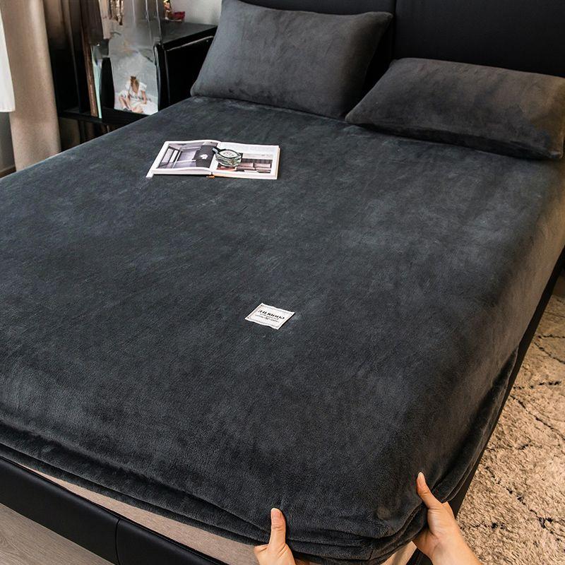 2026 Heiß Plüsch Warm Spannbettlaken Tagesdecke Flanell Verdicken Bettmatratzenbezug Bettschutzlaken Ohne Kissenbezug 90x200cm Only Sheet von Joom DACH
