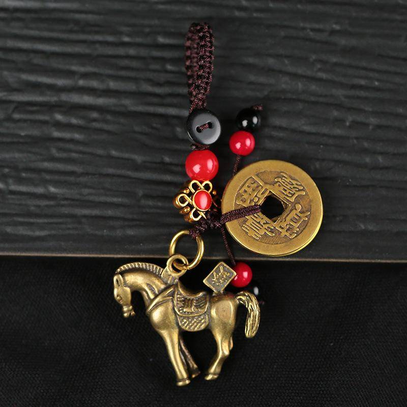 2026 Jahr des Chinesischen Tierkreiszeichens Pferd Glücksbringer Anhänger Schlüsselanhänger Kupfer Feng Shui Reichtum Schlüsselring Damen Herren Taschenanhänger Schmuck Geschenk A1 von Joom DACH
