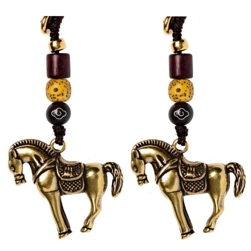 2026 Jahr des Chinesischen Tierkreiszeichens Pferd Glücksbringer Anhänger Schlüsselanhänger Kupfer Feng Shui Reichtum Schlüsselring Damen Herren Taschenanhänger Schmuck Geschenk von Joom DACH