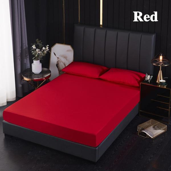 2026 Neu 99% Wasserdichter Bettschutz mit Gummizug Festes Spannbettlaken Glatter Atmungsaktiver Matratzenschoner Bezug Milbenschutz Bettwäsche Mehrere Größen Sheet 140X200x30cm rot von Joom DACH