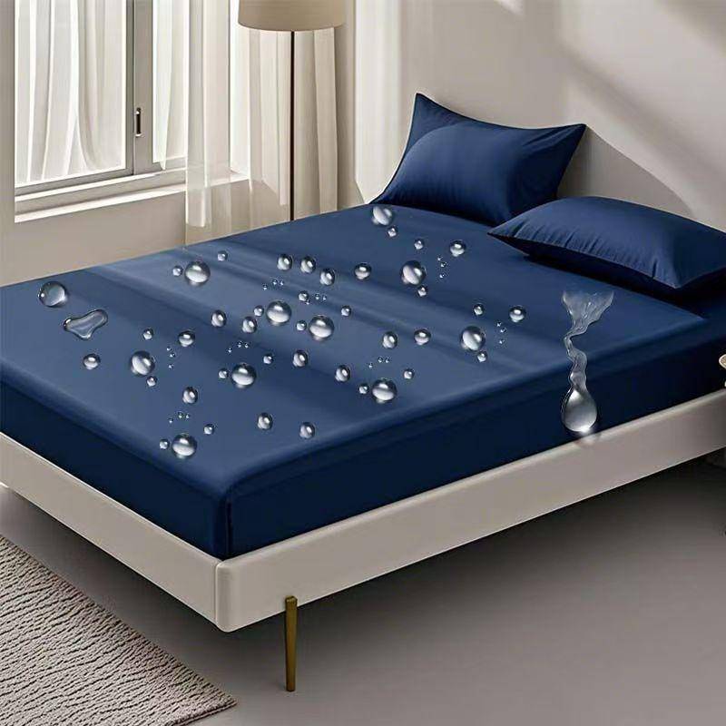 2026 Neu 99% Wasserdichter Bettschutz mit Gummizug Festes Spannbettlaken Glatter Atmungsaktiver Matratzenschoner Bezug Milbenschutz Bettwäsche Mehrere Größen Sheet 140X200x30cm dunkelblau von Joom DACH