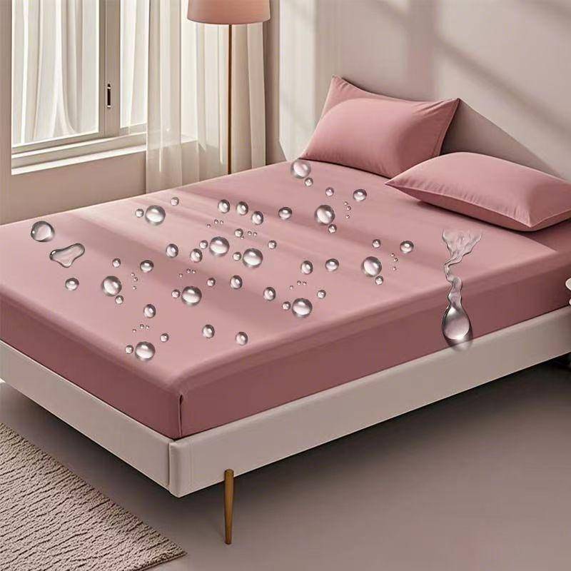 2026 Neu 99% Wasserdichter Bettschutz mit Gummizug Festes Spannbettlaken Glatter Atmungsaktiver Matratzenschoner Bezug Milbenschutz Bettwäsche Mehrere Größen Sheet 160X200x30cm rosa von Joom DACH
