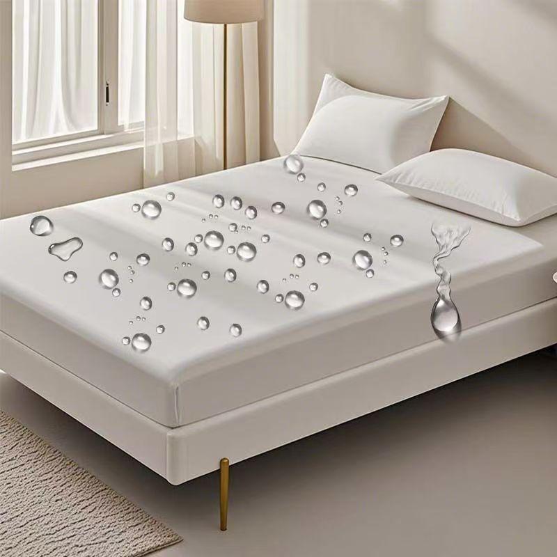 2026 Neu 99% Wasserdichter Bettschutz mit Gummizug Festes Spannbettlaken Glatter Atmungsaktiver Matratzenschoner Bezug Milbenschutz Bettwäsche Mehrere Größen Sheet 180X200x30cm weiß von Joom DACH