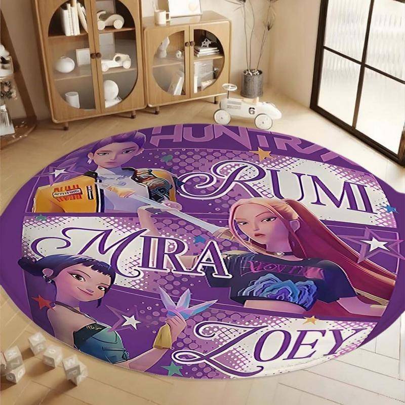 2026 Neuer Teppich Rund KPOP Flanellteppich Dämonenjäger Waschbar Und Rutschfest Weicher Teppich Für Kinderspielzimmer Für Mädchen Heimdekoration 120x120cm von Joom DACH