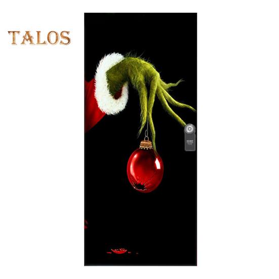 203 x 91 cm Weihnachts-Türabdeckung, grünes Haar, Elfen-Druck, Wohnzimmer, Schlafzimmer, Innen- und Außenbereich, Wandbehang, Wandteppich, Hintergrund, Urlaubsdekoration, Tuch 200cm von Joom DACH