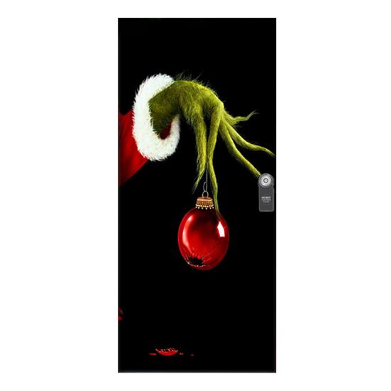 203 x 91 cm Weihnachts-Türabdeckung, grünes Haar, Elfen-Druck, Wohnzimmer, Schlafzimmer, Innen- und Außenbereich, Wandbehang, Wandteppich, Hintergrund, Urlaubsdekoration, Tuch von Joom DACH