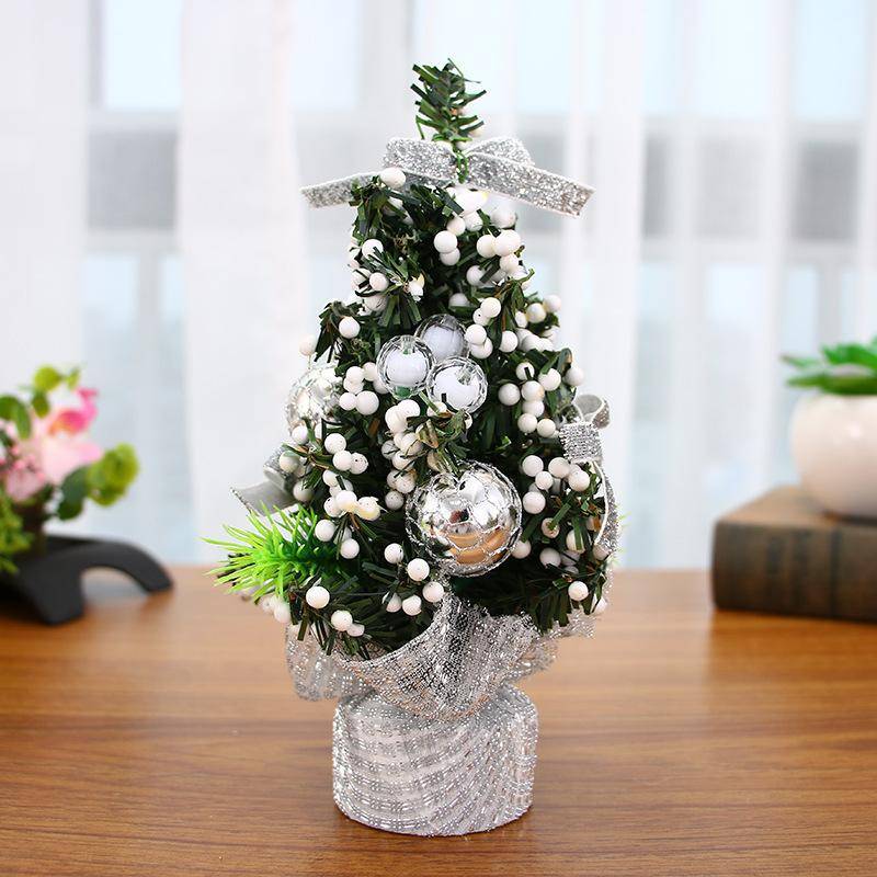 20CM Mini Weihnachtsdekoration Baum Festival Desktop Dekoration Kleine Baum Geschenke Festival Party Dekoration für Home Party Neujahr silber von Joom DACH
