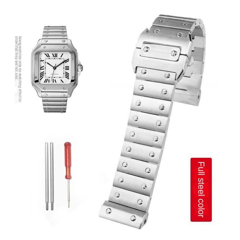 20mm 23mm Massives Edelstahl Uhrenarmband für Cartier WSSA0009 Santos 100 Hochwertiges Armband Santos100 Herren Gold Uhrenkette 20mm silber von Joom DACH