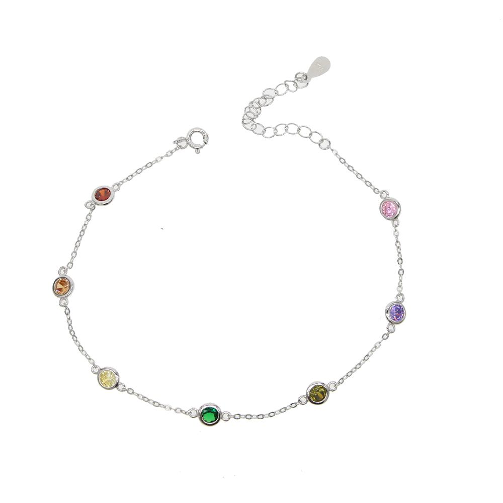 21 +5cm Regenbogen Zirkonia Station Kette Fußkettchen Fußkette 925 Sterlingsilber Hohe Qualität Mode Trendiger Damen Schmuck 21CM von Joom DACH
