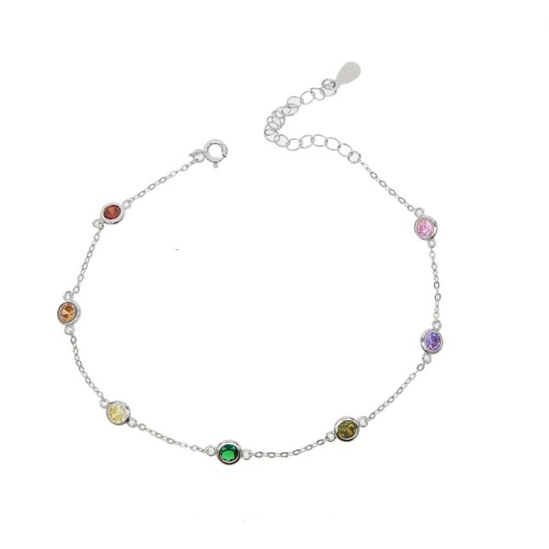 21 +5cm Regenbogen Zirkonia Station Kette Fußkettchen Fußkette 925 Sterlingsilber Hohe Qualität Mode Trendiger Damen Schmuck 21CM von Joom DACH