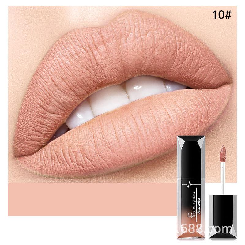 21-farbiger, mattierter Lipgloss, mattflüssiger Lippenstift, langlebiger Antihaft-Cup-Lipgloss, Lip Plumping Oil Lip Gloss 10# von Joom DACH