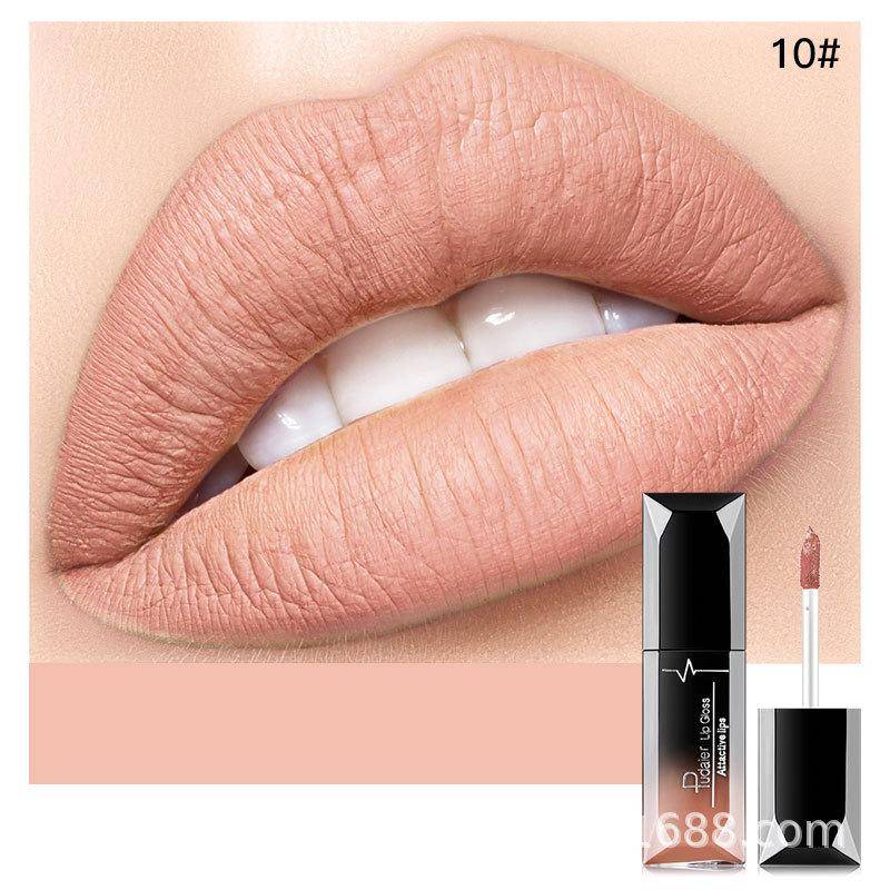 21-farbiger, mattierter Lipgloss, mattflüssiger Lippenstift, langlebiger Antihaft-Cup-Lipgloss, Lip Plumping Oil Lip Gloss 10# von Joom DACH