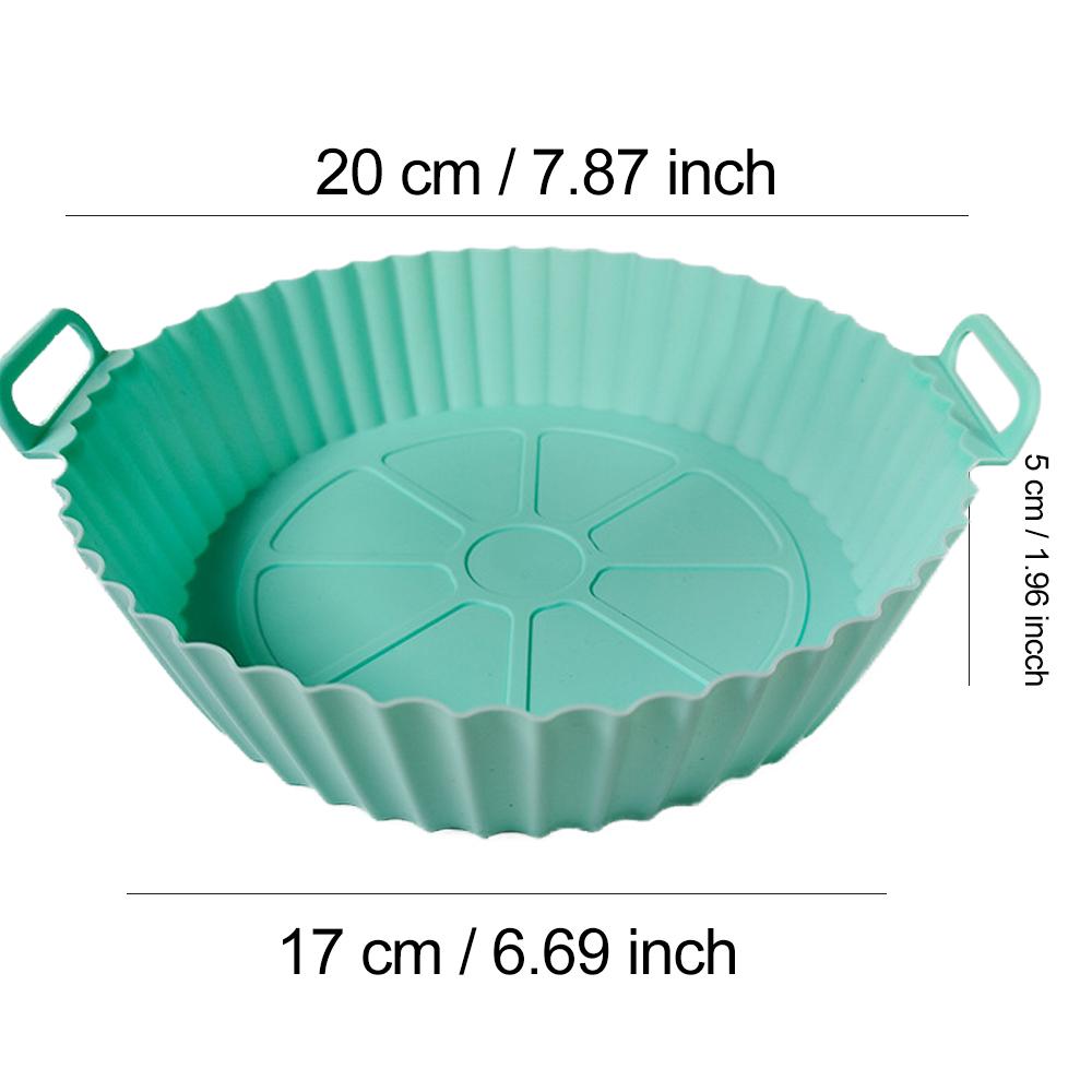 22/24 cm runde Silikon-Luftfritteusen-Backkorbeinlage, wiederverwendbar, leicht zu reinigen, Airfryers-Tablett, BBQ-Pizza-Teller, Brathähnchen-Ofen-Grillpfanne für die Küche 20CM grün von Joom DACH