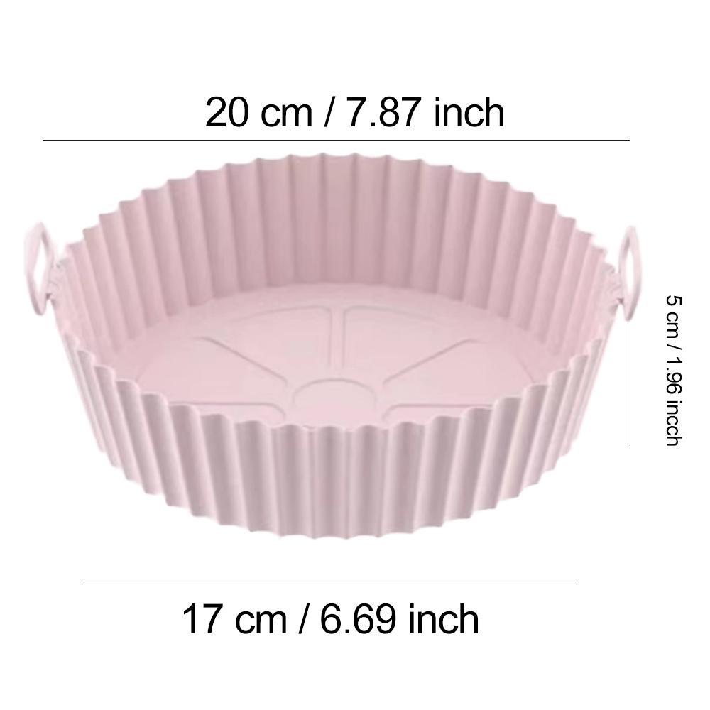 22/24 cm runde Silikon-Luftfritteusen-Backkorbeinlage, wiederverwendbar, leicht zu reinigen, Airfryers-Tablett, BBQ-Pizza-Teller, Brathähnchen-Ofen-Grillpfanne für die Küche 20CM rosa von Joom DACH