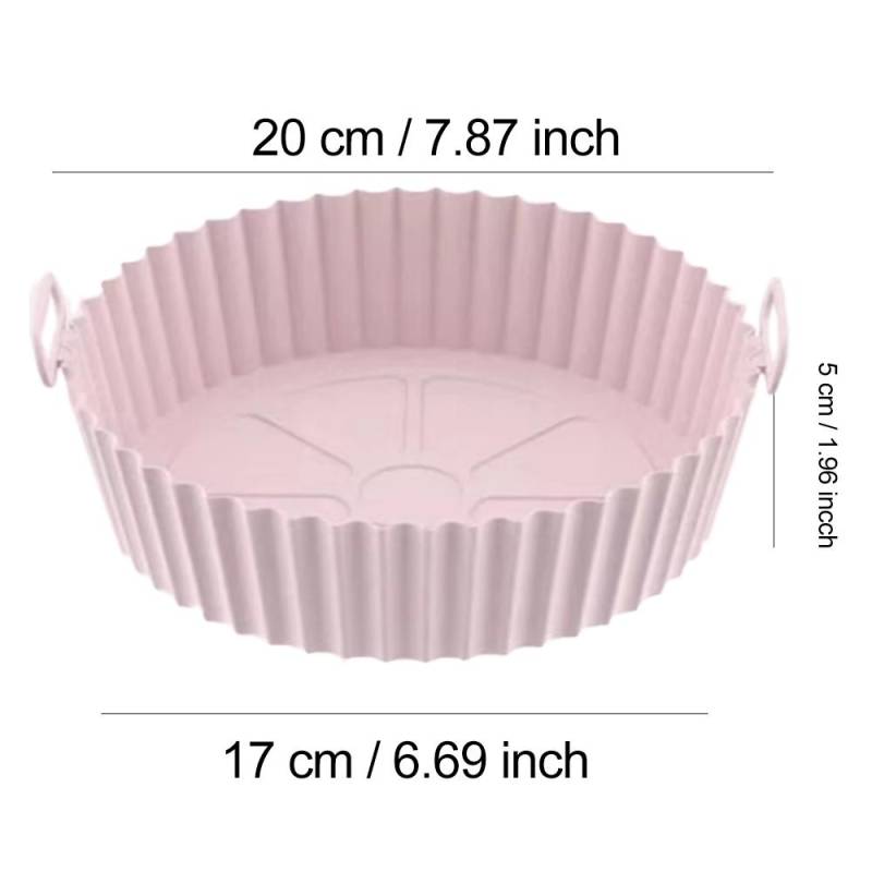 22/24 cm runde Silikon-Luftfritteusen-Backkorbeinlage, wiederverwendbar, leicht zu reinigen, Airfryers-Tablett, BBQ-Pizza-Teller, Brathähnchen-Ofen-Grillpfanne für die Küche 20CM rosa von Joom DACH
