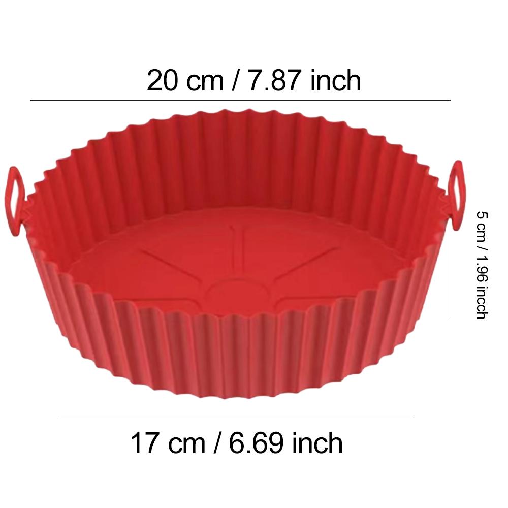 22/24 cm runde Silikon-Luftfritteusen-Backkorbeinlage, wiederverwendbar, leicht zu reinigen, Airfryers-Tablett, BBQ-Pizza-Teller, Brathähnchen-Ofen-Grillpfanne für die Küche 20CM rot von Joom DACH