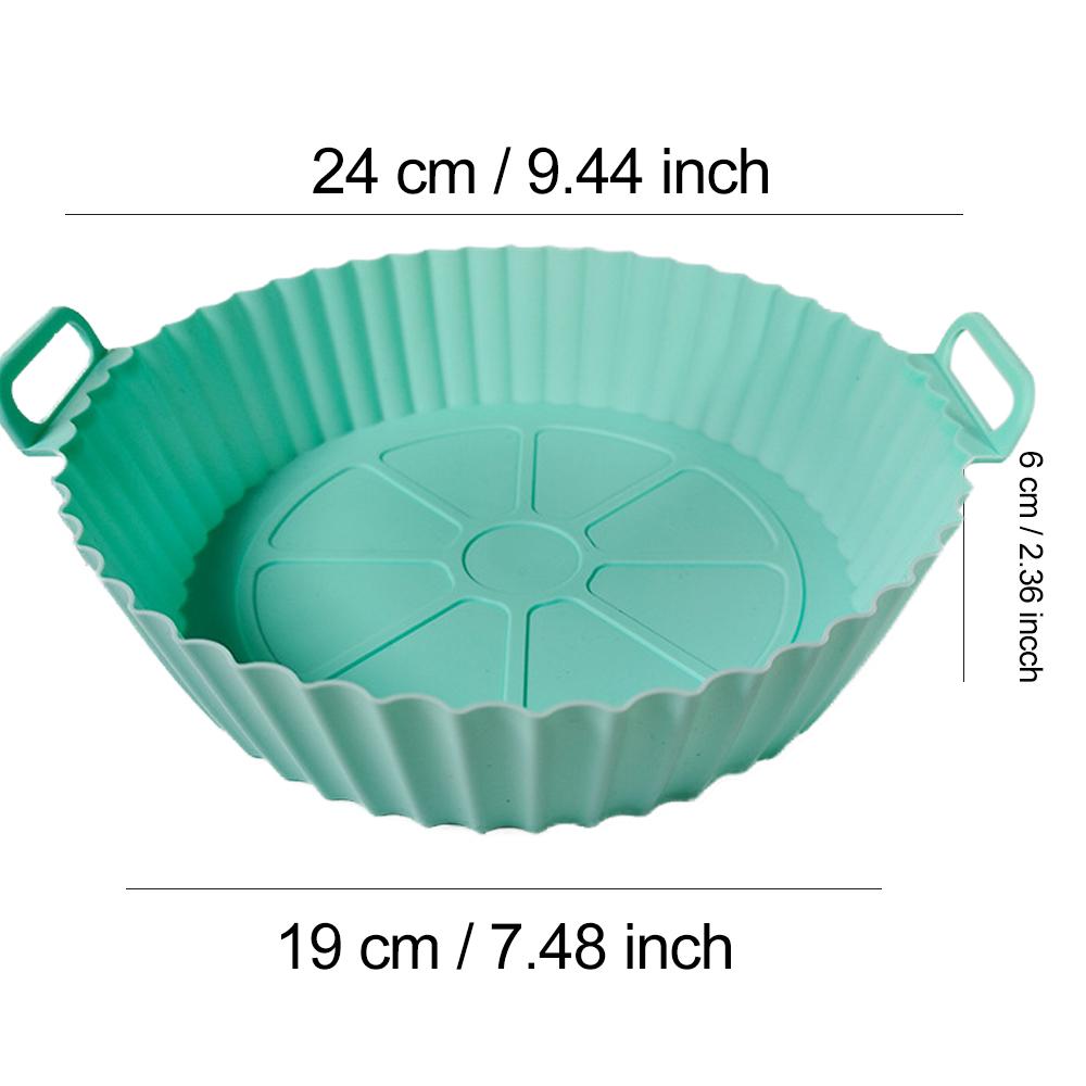 22/24 cm runde Silikon-Luftfritteusen-Backkorbeinlage, wiederverwendbar, leicht zu reinigen, Airfryers-Tablett, BBQ-Pizza-Teller, Brathähnchen-Ofen-Grillpfanne für die Küche 24CM grün von Joom DACH