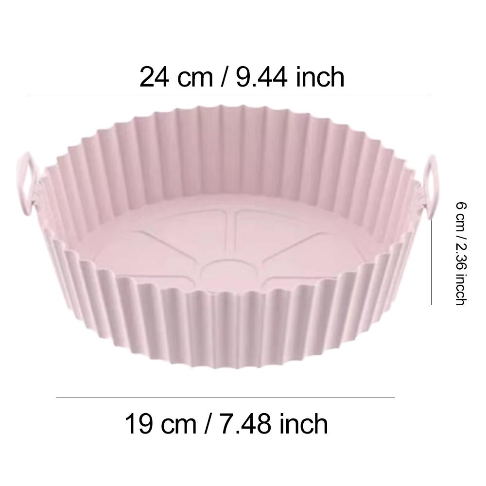 22/24 cm runde Silikon-Luftfritteusen-Backkorbeinlage, wiederverwendbar, leicht zu reinigen, Airfryers-Tablett, BBQ-Pizza-Teller, Brathähnchen-Ofen-Grillpfanne für die Küche 24CM rosa von Joom DACH