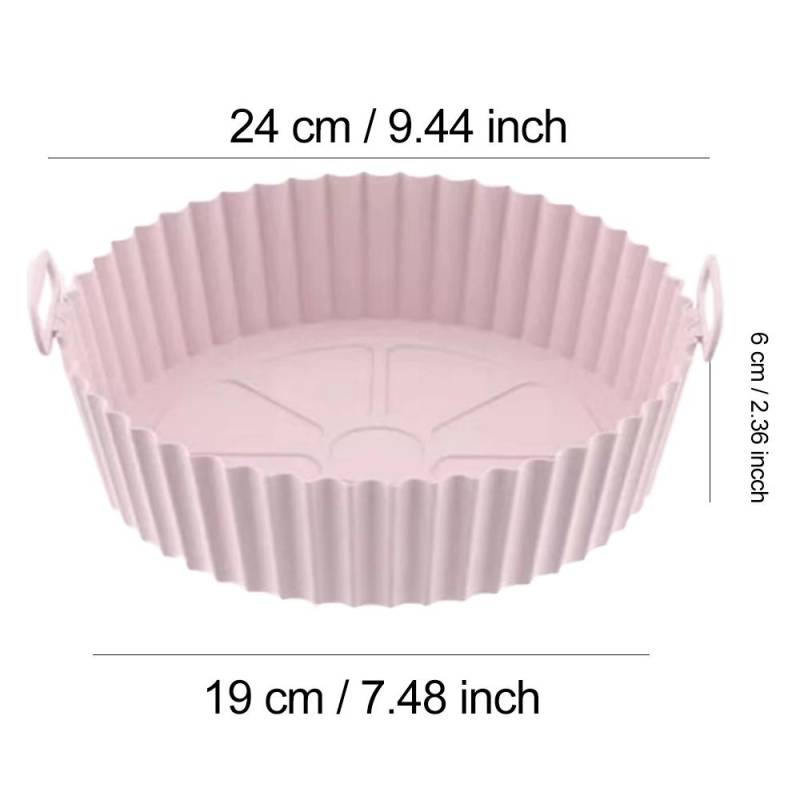 22/24 cm runde Silikon-Luftfritteusen-Backkorbeinlage, wiederverwendbar, leicht zu reinigen, Airfryers-Tablett, BBQ-Pizza-Teller, Brathähnchen-Ofen-Grillpfanne für die Küche 24CM rosa von Joom DACH