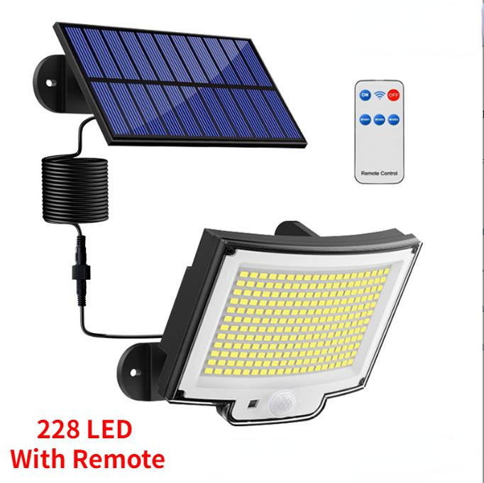 228LED Leistungsstarke LED Solar Lampe 4 Betriebsarten Mit Bewegungsmelder Fernbedienung Flutlicht Outdoor Garten Hof Wasserdichte Wandleuchte 228 LED with remote von Joom DACH