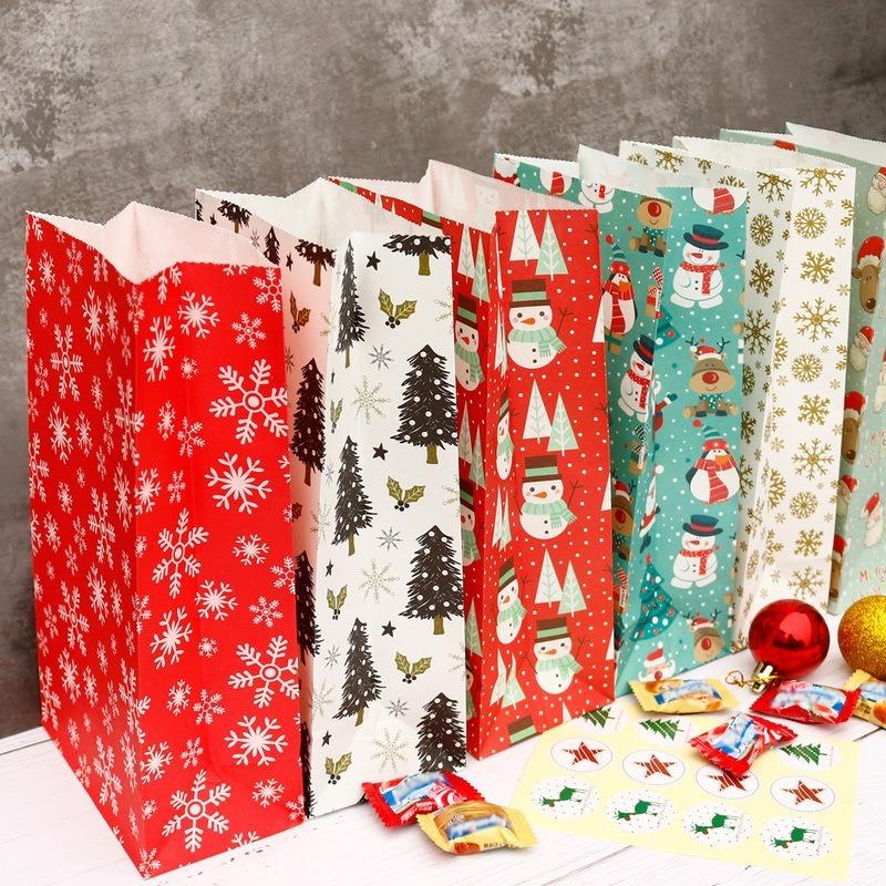 24 Papiertüten + 24 Aufkleber Frohe Weihnachten Kraftpapiertüten Geschenktüten Süßigkeitentüten Weihnachtsfeierzubehör von Joom DACH