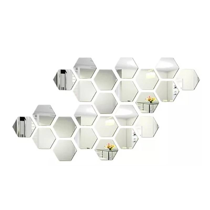 24 STÜCKE Sechseck Spiegel Wandaufkleber Acryl Aufkleber Dekoration für Zuhause Wohnzimmer Schlafzimmer Dekor von Joom DACH