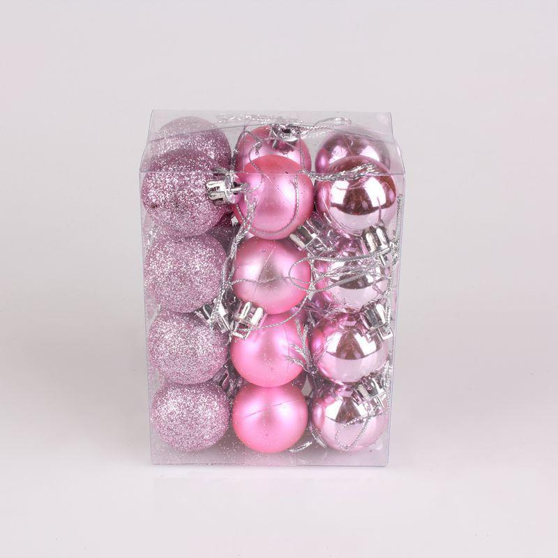 24 Stück Weihnachtskugel, Kunststoff, helle Kugel, farbige Weihnachtskugeln, Weihnachtsbaum-Dekorationskugel rosa von Joom DACH